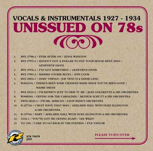 CD Shop - VARIOUS ARTISTS UNISSUED 78S - VOCALS ...
