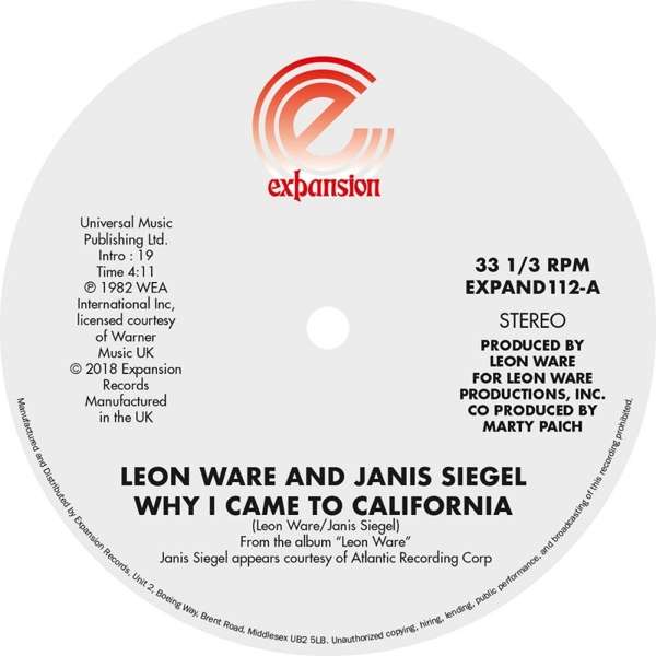 CD Shop - LEON WARE WHY I CAME TO CALIFORNIA / CAN I TOUCH YOU THERE