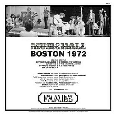 CD Shop - FAMILY BOSTON MUSIC HALL 1972