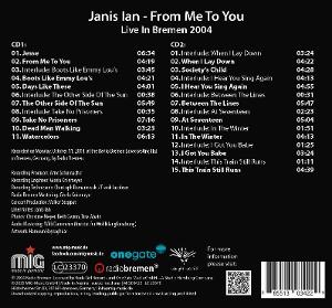 CD Shop - JANIS IAN FROM ME TO YOU (LIVE I...