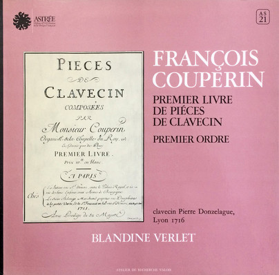 CD Shop - COUPERIN PREMIER LIVRE DE CLAVECIN ORD