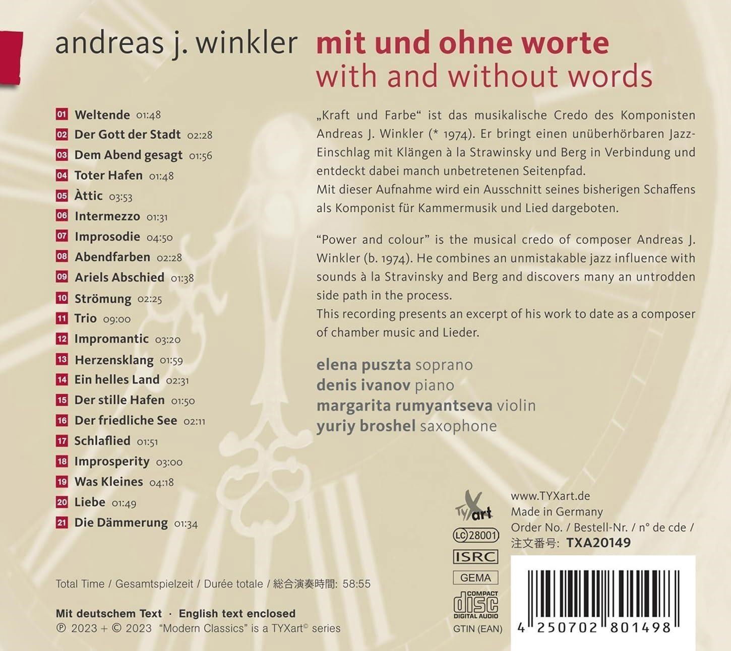 CD Shop - ELENA PUSZTA ANDREAS WINKLER: WITH ...