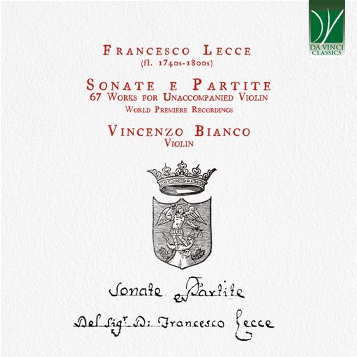 CD Shop - BIANCO, VINCENZO LECCE: SONATE E PARTITE (67 WORKS FOR UNACCOMPANIED VIOLIN)